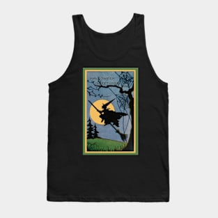 Vintage Look Halloween Flying Witch Tank Top